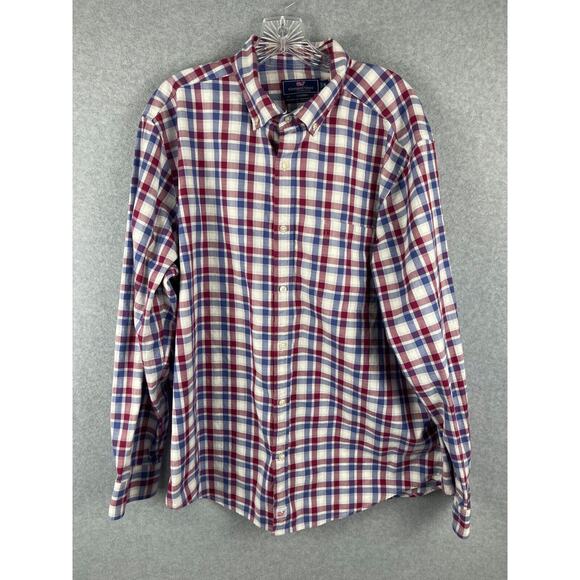 Vineyard Vines Murray Shirt Mens XL Red Blue Plaid Long Sleeve Button Down - Picture 1 of 9